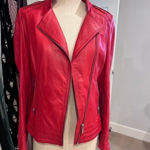 Torras red leather jacket